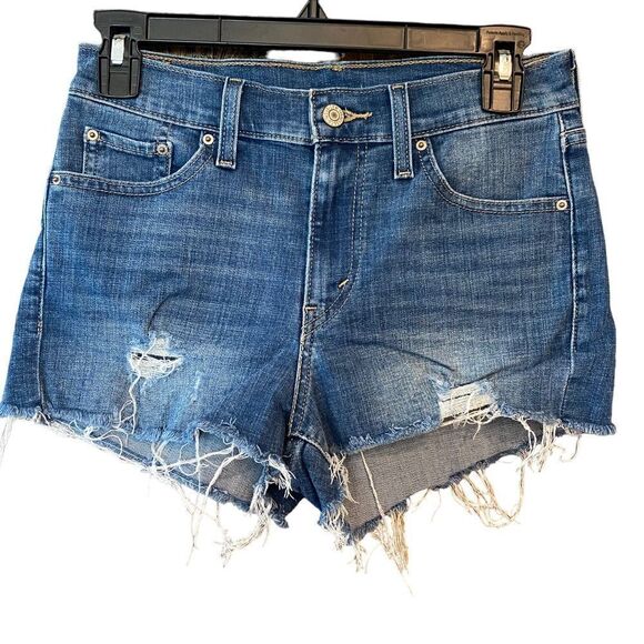 Levi's Pants - Levi’s Sz 25 Blue Denim Frayed Cut-Off Shorty Summer Jean Shorts